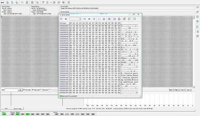 Após tudo configurado, fazemos um teste de leitura do setor 0 - LBA 0