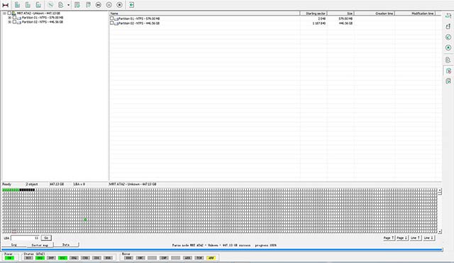 As partições já estão visíveis e o processo de escaneamento dos arquivos poderá ser iniciado.
