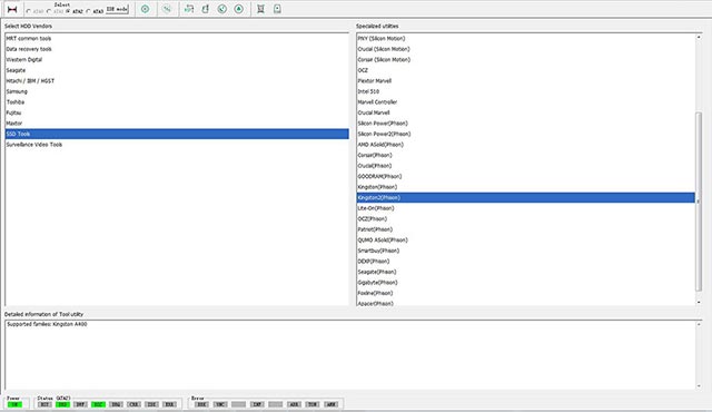 Entrando no Utilitário SSD, escolhendo Kingston 2 - Controlador Phison